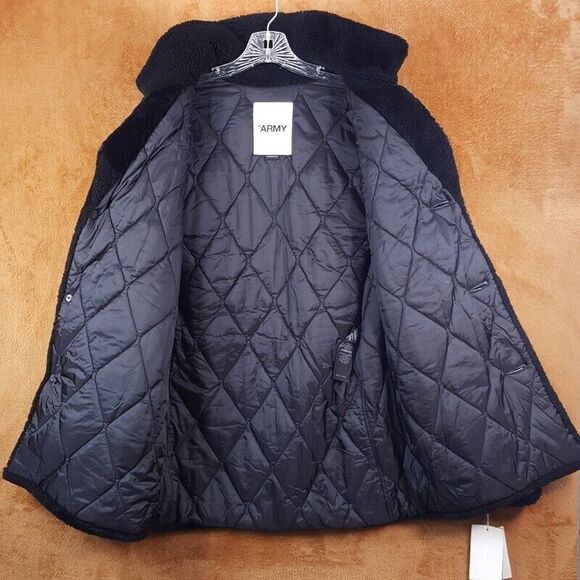 YVES SALOMON ARMY Coat Mens Size 48 Black Single Breasted Lamb Shearling $1825 - Picture 6 of 10